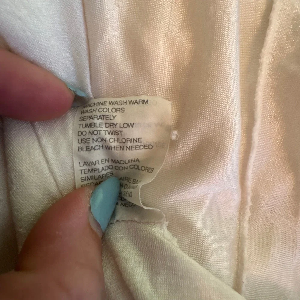 Vintage Cream Nylon Nightgown 1XL Floral Embroidery Short Sleeve Sleep Dress USA